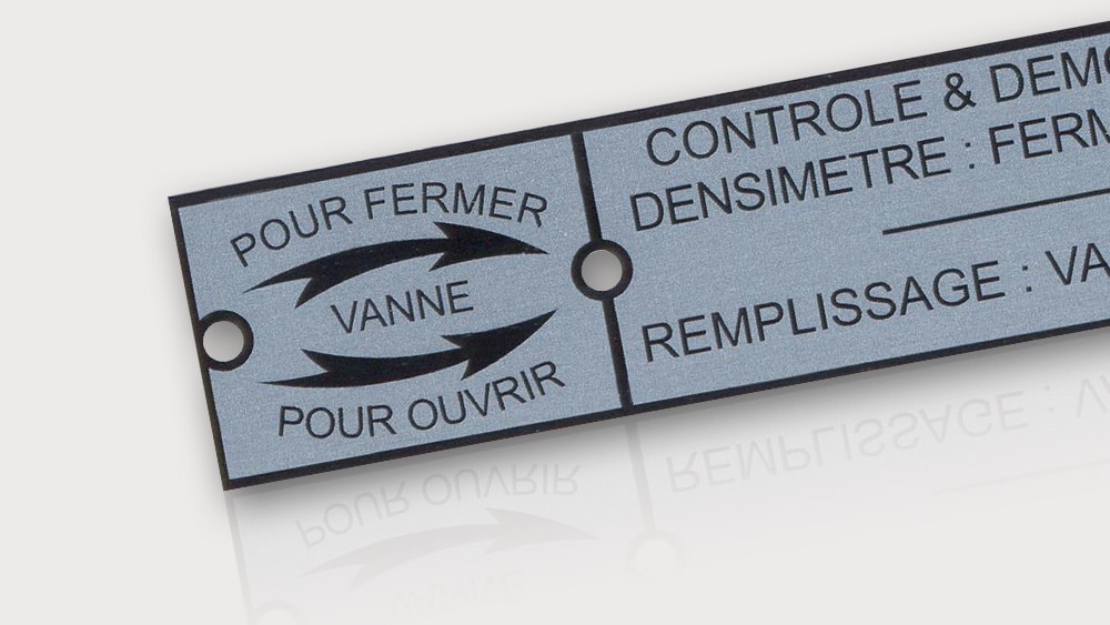 Plaque d'identification de vanne en aluminium sérigraphié