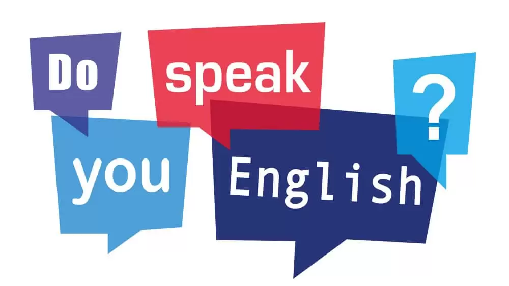 Illustration colorée "Do you speak English?" pour présenter la version anglaise du site Marquage Moderne.