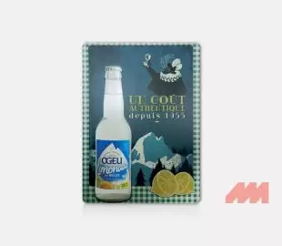 Plaque décorative personnalisée en aluminium laqué imprimée avec visuel rétro